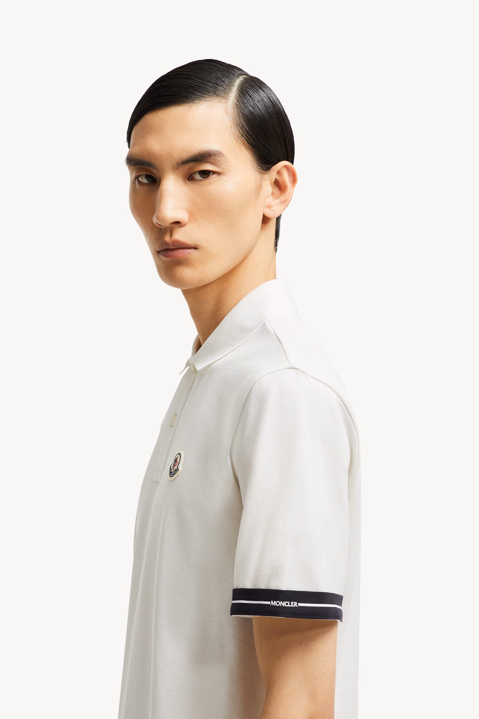 Polo en piqué de coton à logo Hommes Blanc Moncler 4